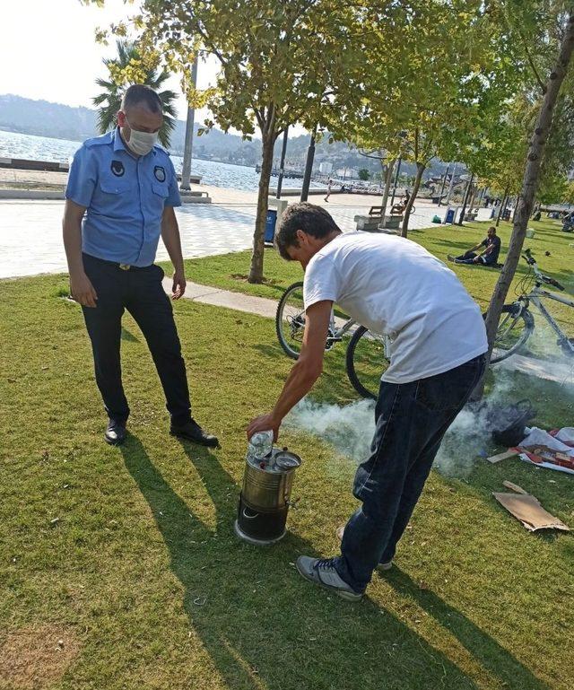 Mangallar toplandı, çevreyi kirleten bir kişiye para cezası kesildi