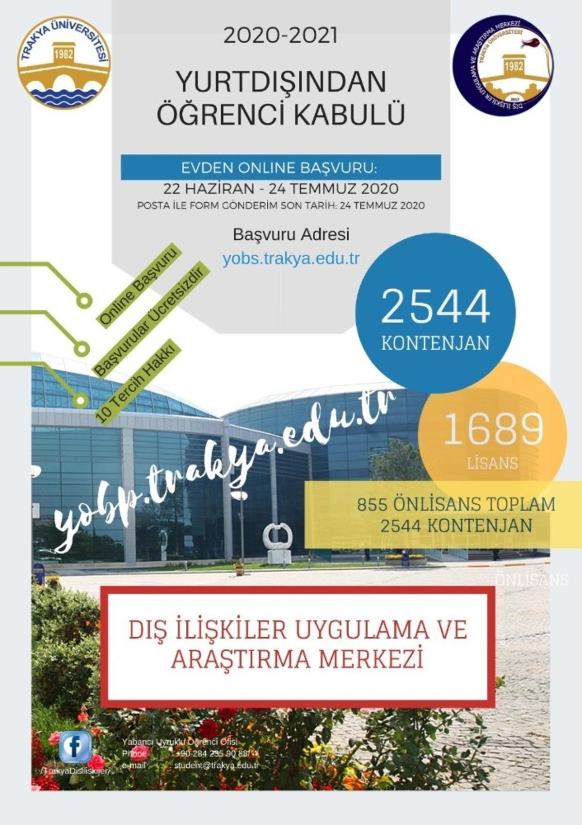 Trakya &Uuml;niversitesi&rsquo;nde uluslararası &ouml;ğrenci başvuruları yoğun bir şekilde devam ediyor