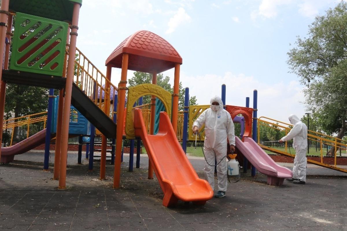 Ergene&rsquo;de oyun alanları dezenfekte ediliyor