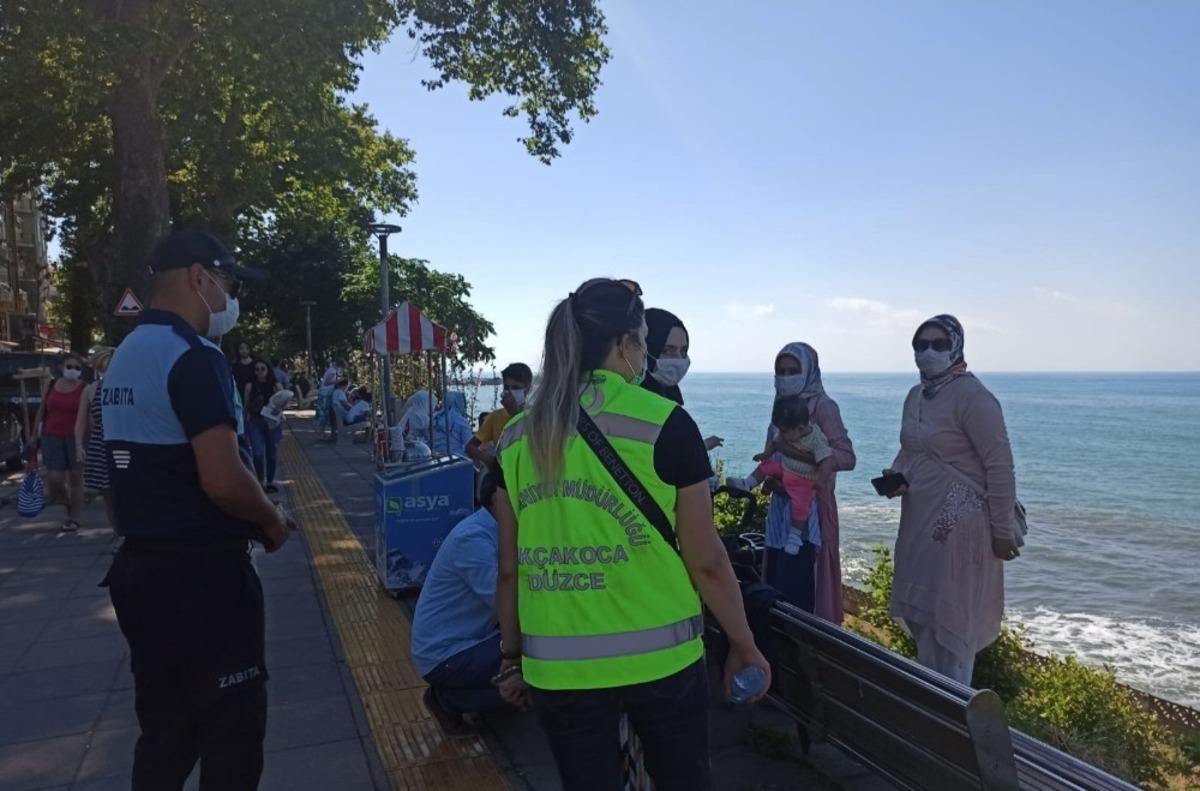 Sahil bandında Maske denetimleri s&uuml;r&uuml;yor