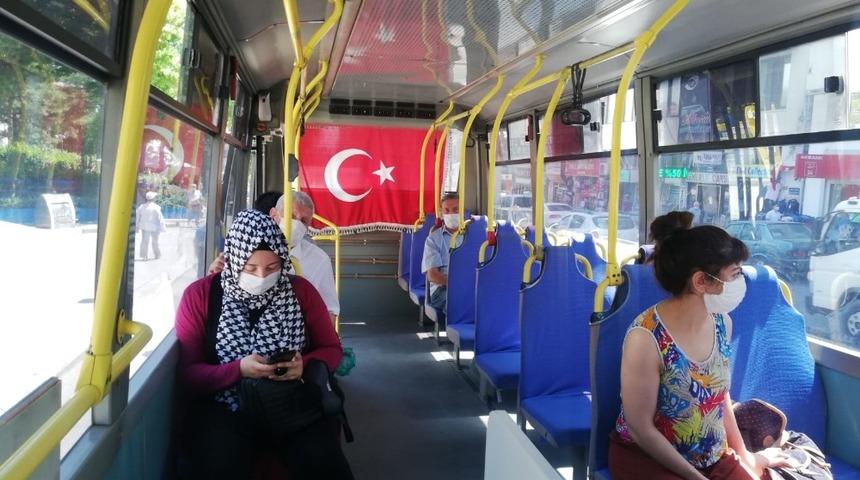 &Ouml;zel Halk otob&uuml;slerinde sosyal mesafe, hijyen ve maske denetimi yapıldı