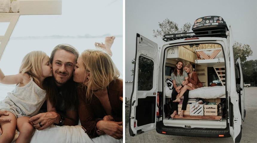 7.5 metrekarelik karavanda iki &ccedil;ocuğu ve bir k&ouml;peği ile yaşayan &ccedil;ift