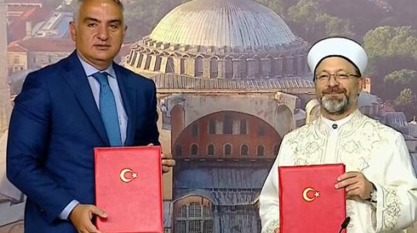 Son dakika! Kültür ve Turizm Bakanlığı ile Diyanet arasında Ayasofya protokolü