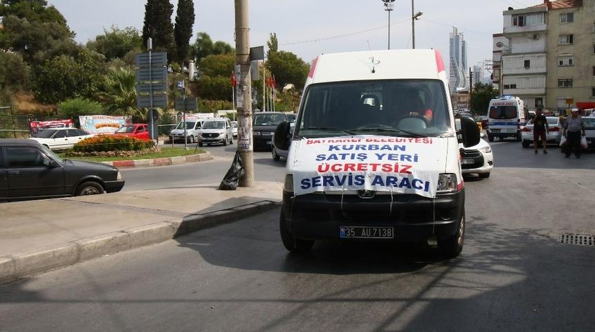 Bayraklı&rsquo;da kurban satış yerlerine &uuml;cretsiz servis