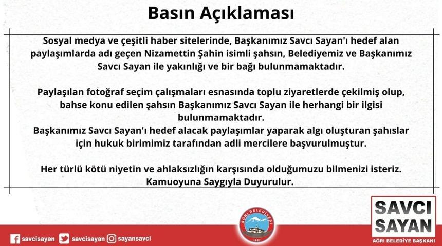 Ağrı Belediyesi’nden basın açıklaması