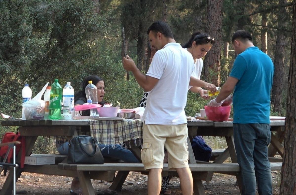 Evde sıcaktan bunalanlar, ormanlık alana soluk aldı