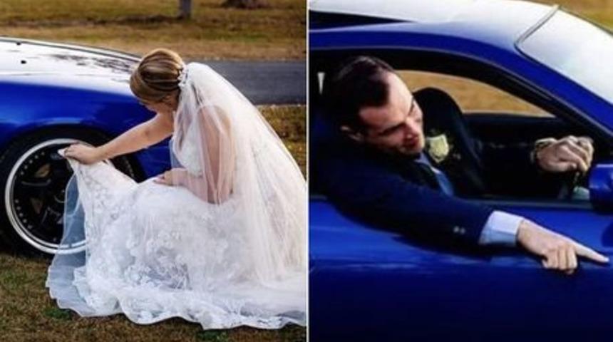 Gelinliği ile araba temizleyen kadın acımasızca eleştirildi