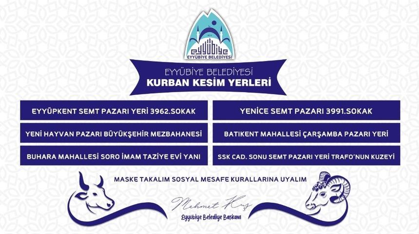Eyyübiye’de kurban kesim ve satış yerleri açıklandı