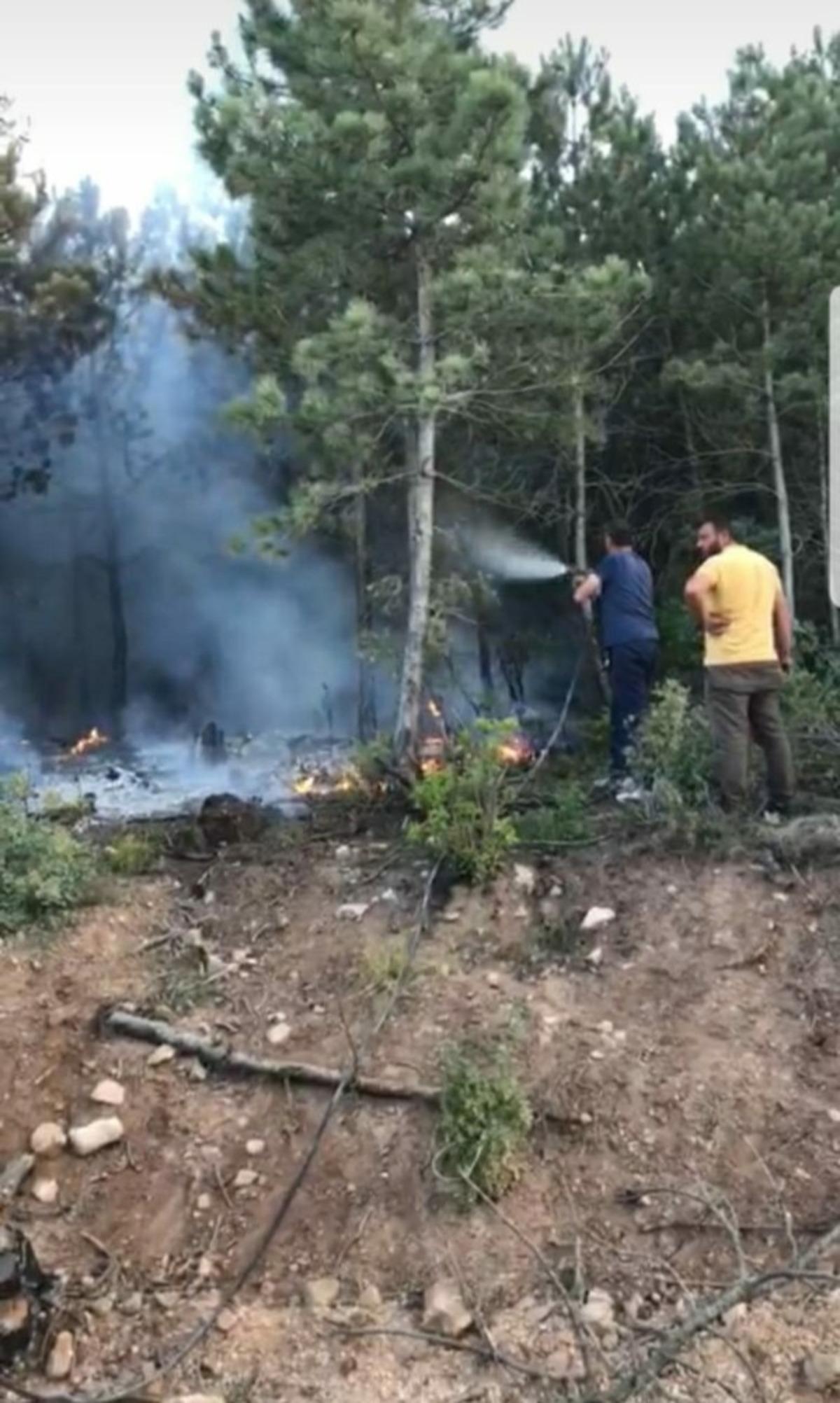 Avcıların dikkati yangının b&uuml;y&uuml;mesini &ouml;nledi