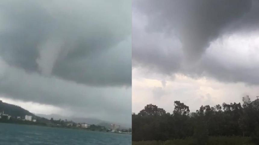 Ordu'da korku dolu anlar! Denizde hortum oluştu