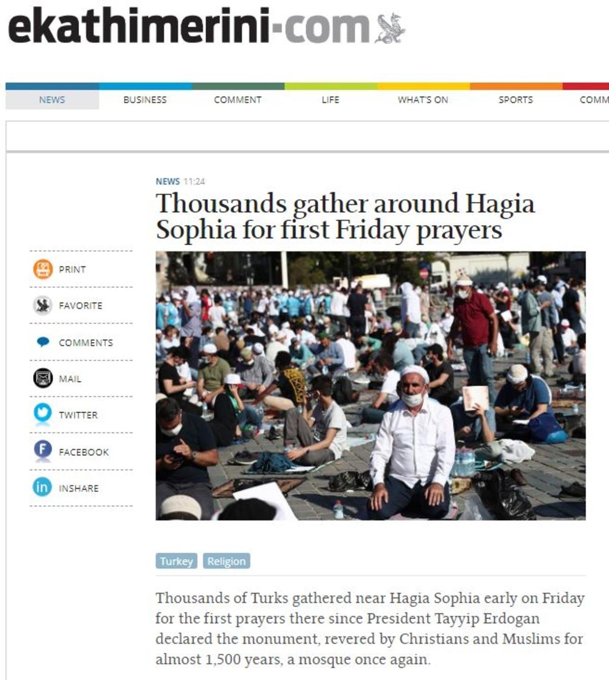 Ayasofya&rsquo;da 86 yıl sonra ilk Cuma namazı d&uuml;nya basınında