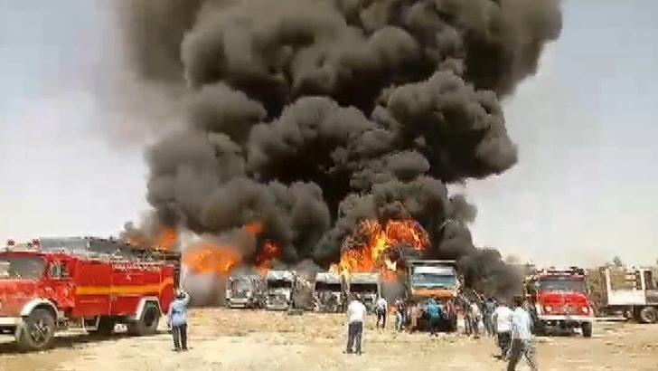 Park halindeki araçlar böyle yandı G1