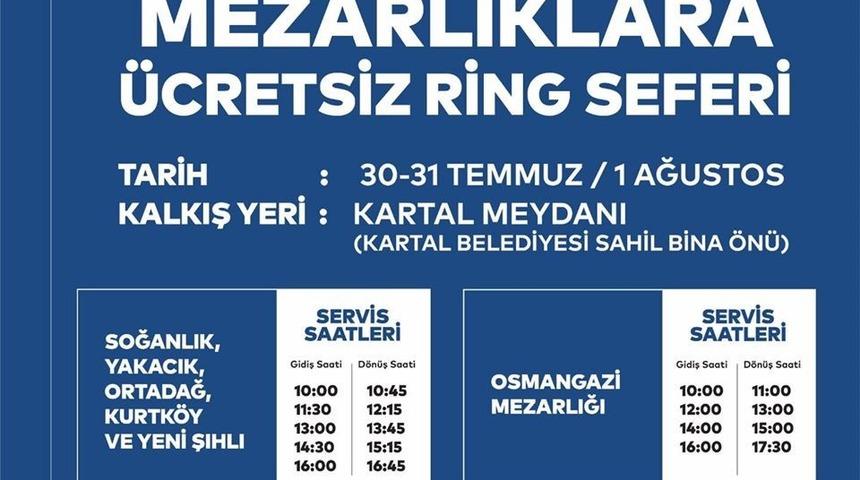 Kartal Belediyesinden Kurban Bayramı&rsquo;nda mezarlıklara &uuml;cretsiz ulaşım