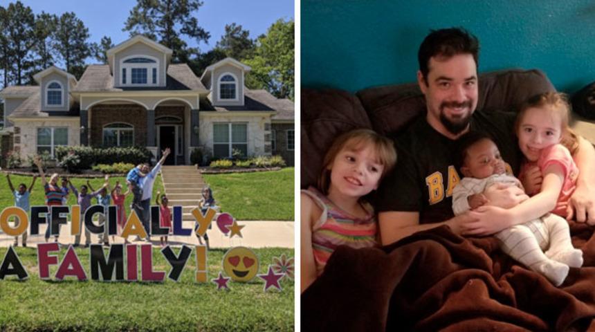 Üç çocuk sahibi aile, 5 kardeşi birden evlat edindi	