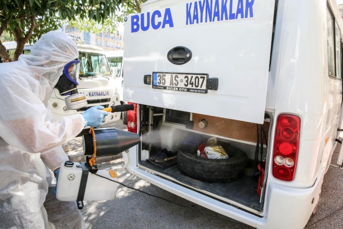 Kaynaklar dolmuşlarında bayrama &ouml;zel dezenfekte &ccedil;alışması