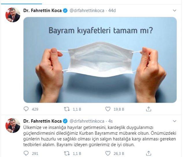 Bakan Koca'dan maskeli bayram mesajı