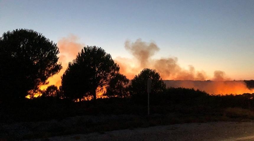 Bozcaada&rsquo;da korkutan yangın