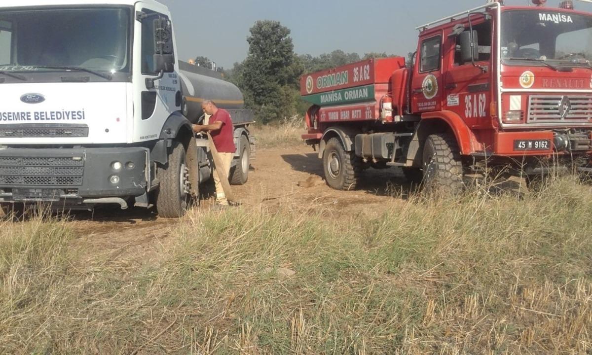 Orman yangınını s&ouml;nd&uuml;rme &ccedil;alışmalarına Yunusemre Belediyesi de destek verdi