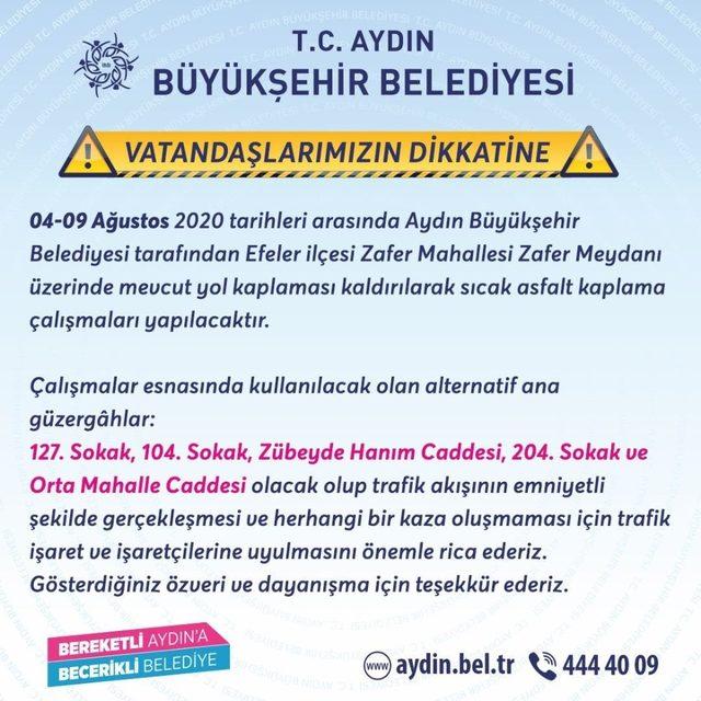 Zafer Meydanı’nda yol çalışması başlıyor