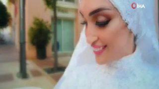 Beyrut'ta bir çift düğün fotoğrafı çektirdiği sırada patlamaya yakalandı