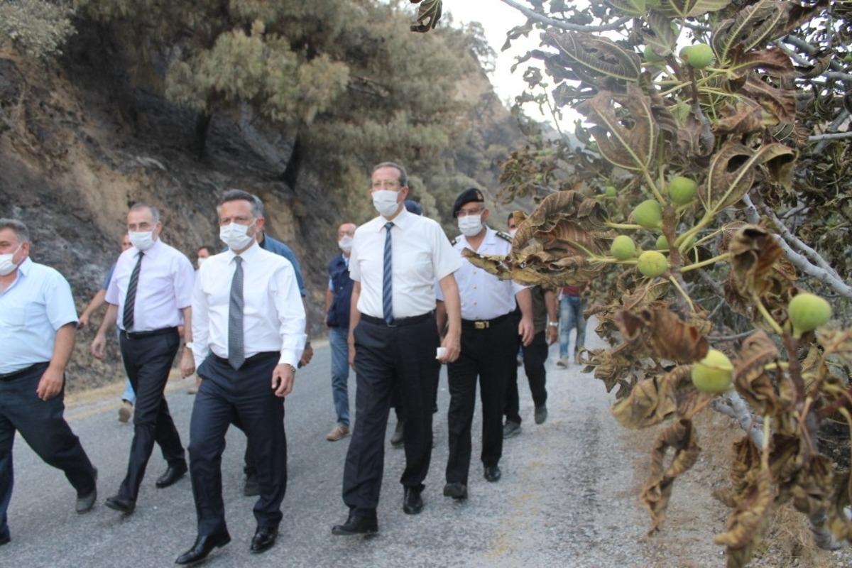 Vali Aksoy, yangın b&ouml;lgesinde incelemelerde bulundu