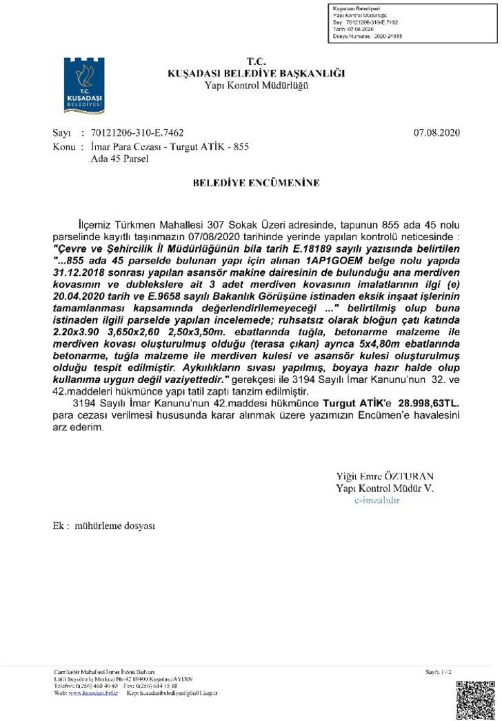 Kuşadası Belediyesi kaçak binalara 28 bin 998 lira imar cezası kesti G3