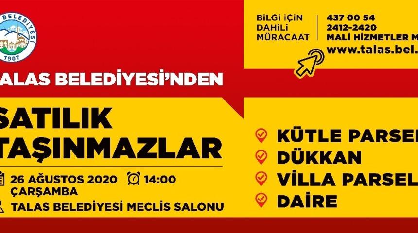 Talas Belediyesi&rsquo;nden satılık taşınmazlar