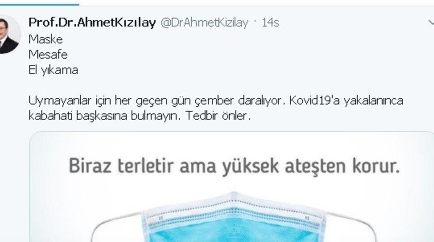 Rekt&ouml;r Kızılay&rsquo;dan maske uyarısı