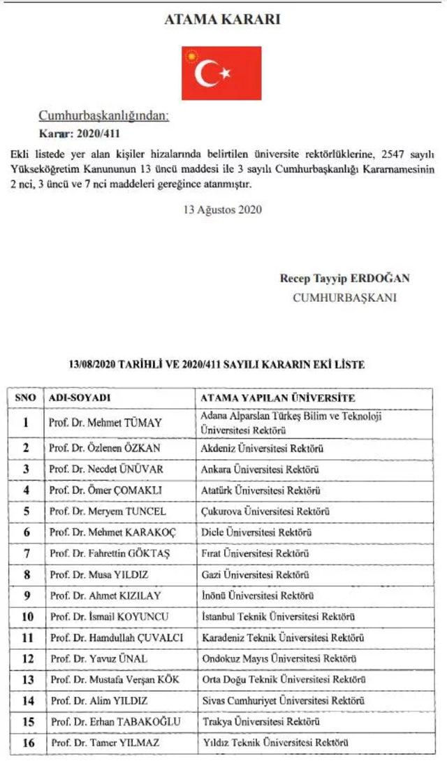 Cumhurbaşkanı Erdoğan dan 16 üniversiteye rektör ataması 1