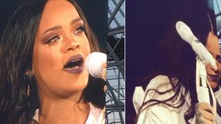 Rihanna sahnede gözyaşlarını tutamadı