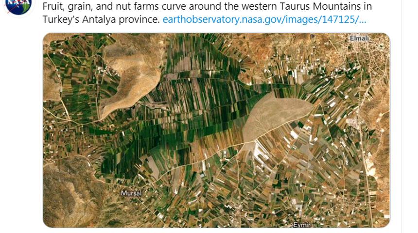 NASA, Antalya'daki tarım arazilerinin fotoğrafını paylaştı