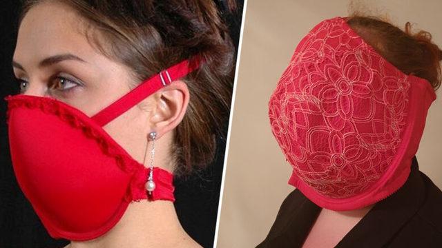 Sütyenden yüz maskesi yaptı!