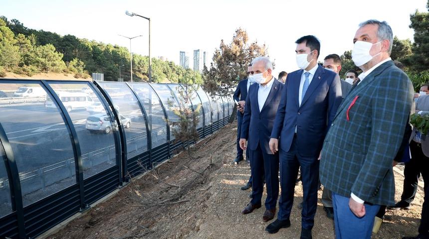 Bakan Kurum, İstanbul'da ilk olan gürültü bariyeri projesini inceledi