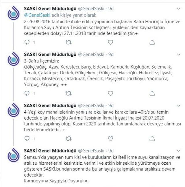 SASKİ’den “Bafra Hacıoğlu Arıtma Tesisi” açıklaması