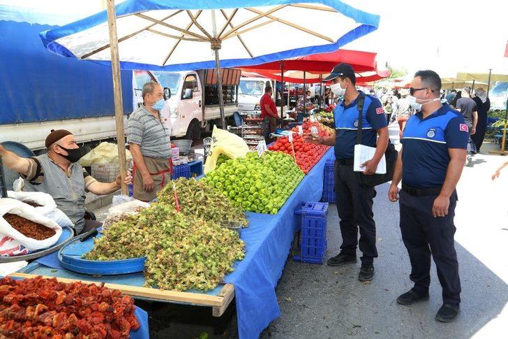 Zabıtadan semt pazarlarında maske denetimi G2