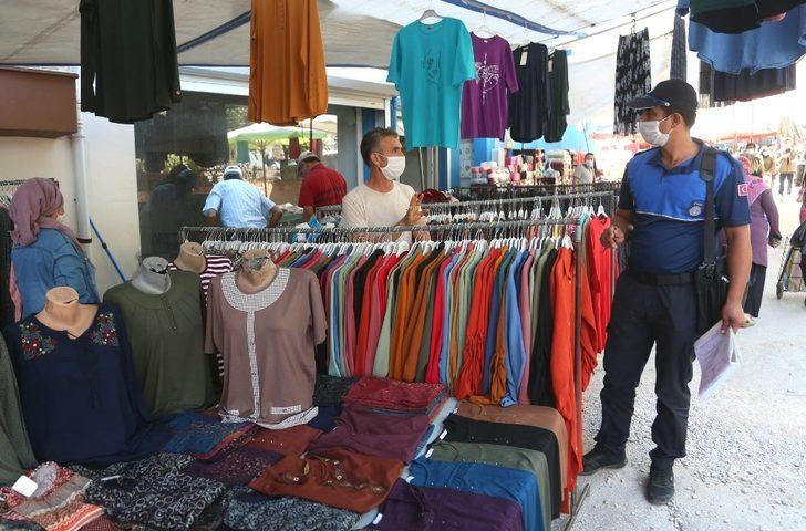 Zabıtadan semt pazarlarında maske denetimi G3