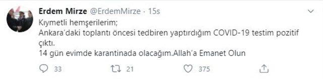 AK Parti Muş Gen&ccedil;lik Kolları Başkanı Mirze, korona vir&uuml;se yakalandı 1