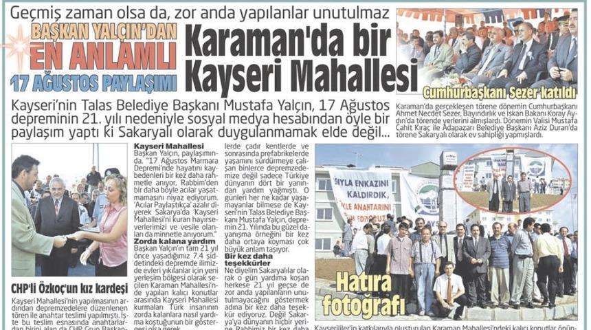 Başkan Yal&ccedil;ın&rsquo;ın paylaşımı Sakarya&rsquo;da yankı buldu