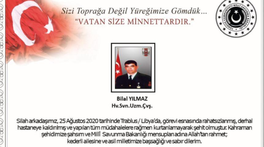 MSB: Libya'da rahatsızlanan bir uzman &ccedil;avuş şehit oldu