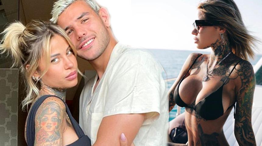 Milanlı yıldız Theo Hernandez ile model sevgilisi dudak dudağa poz verdi...