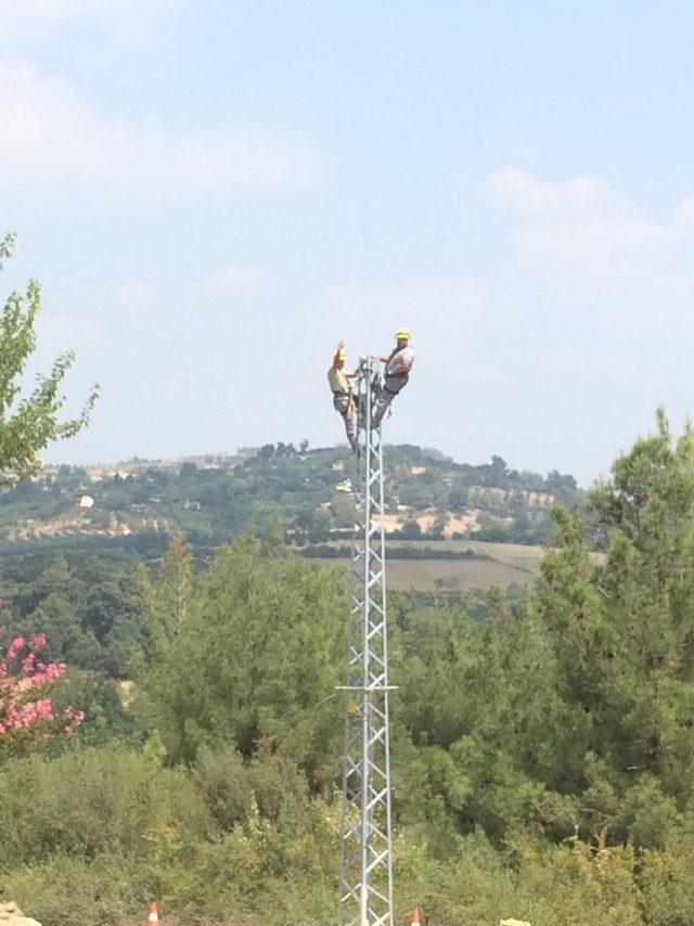 Yangın bölgesinde elektrik nakil hatları yenileniyor