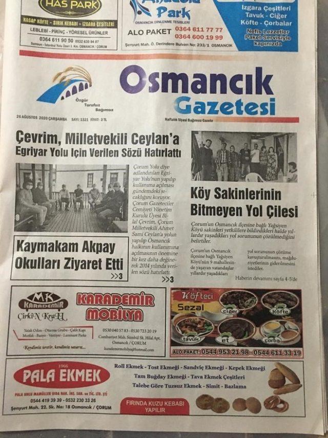 Osmancık Gazetesi kapandı