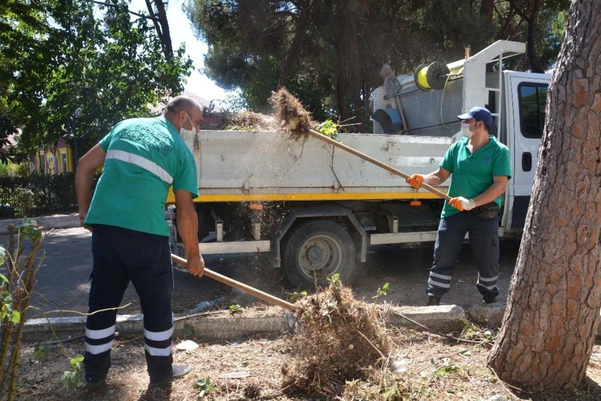Efeler&rsquo;de yeşil alanların bakımı s&uuml;r&uuml;yor