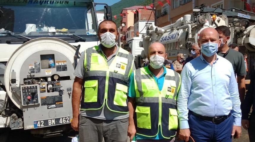 Bakan Soylu ve Kurum, Giresun&rsquo;da Konya ekiplerini ziyaret etti