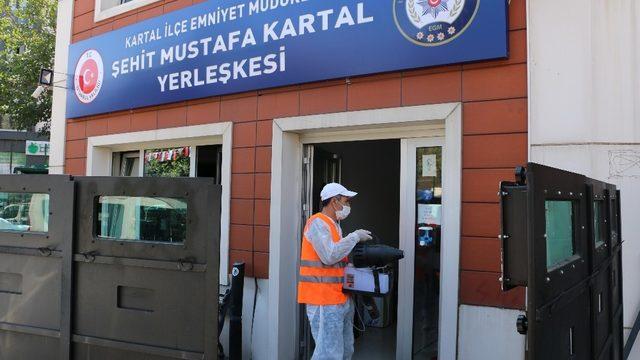 Kartal Belediyesi dezenfekte çalışmalarına polis merkezleri ile devam etti