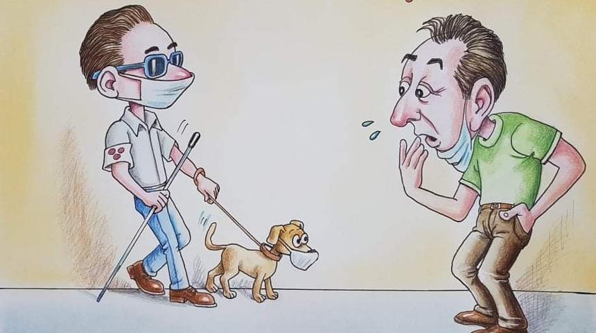 &Uuml;nl&uuml; ressam Hasan G&uuml;rpınar&rsquo;dan koronavir&uuml;s m&uuml;cadelesine karikat&uuml;rl&uuml; destek