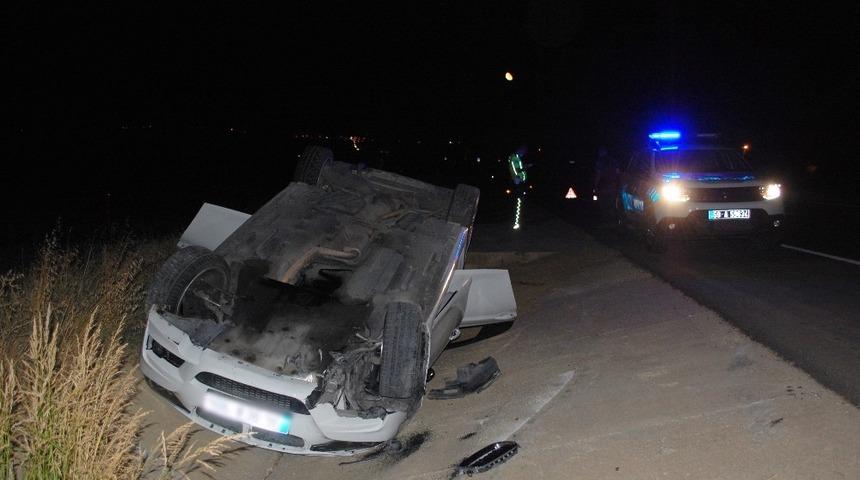 Tekirdağ'da l&uuml;ks otomobil takla attı: 1 yaralı