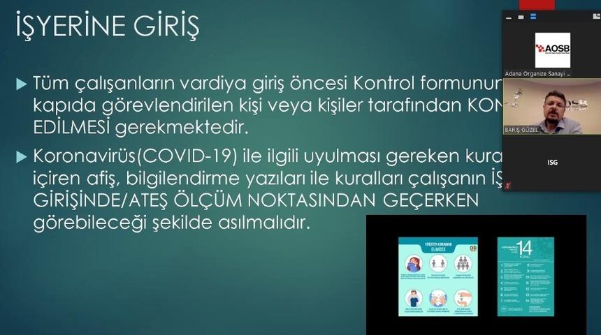 AOSB Akademi’de “İş yerlerinde Covid-19 Yönetimi” eğitimi