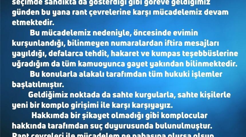 Başkan Atabay, su&ccedil; duyurusunda bulundu