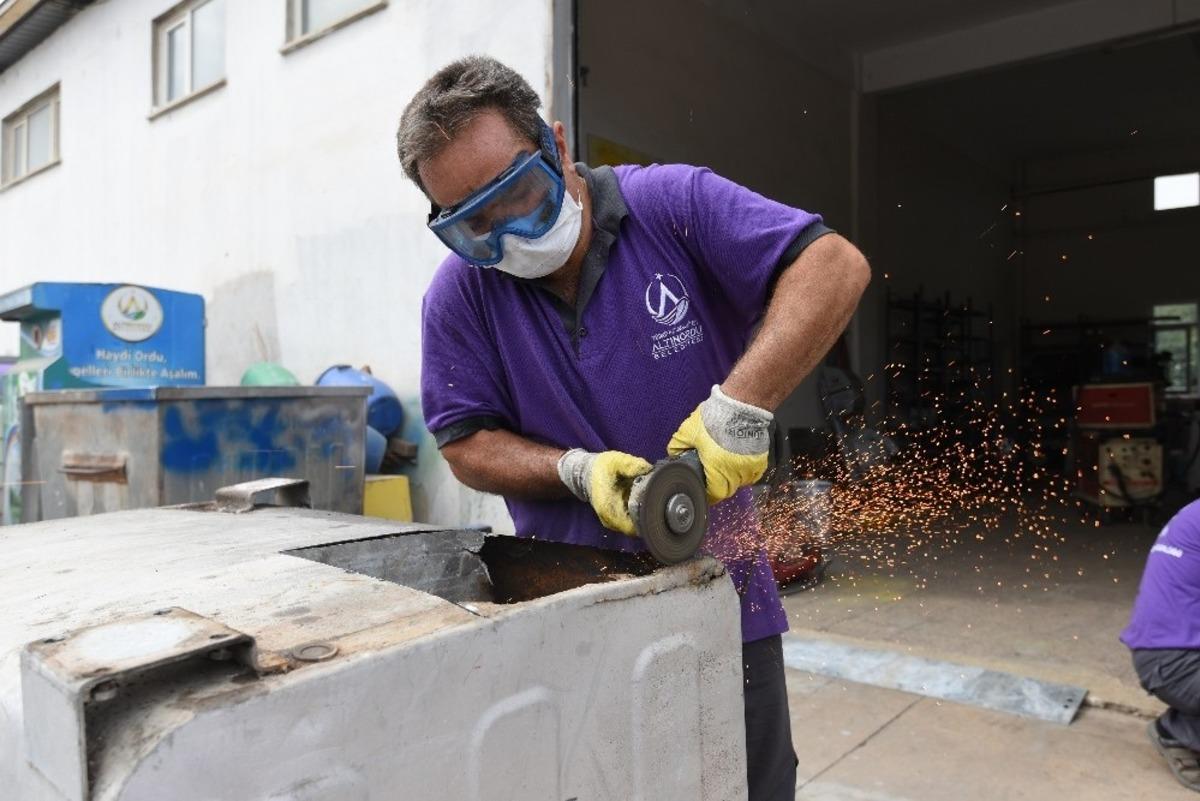 Altınordu Belediyesi, konteynır tamiri ile yıllık 100 bin lira tasarruf sağlıyor